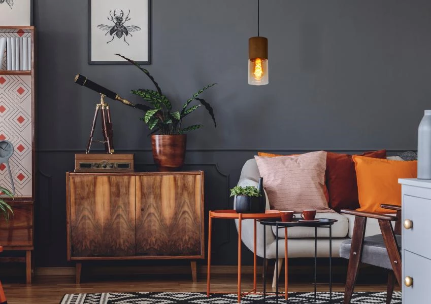Lucide ZINO - Hanglamp - Ø 10 cm - 1xE27 - Amber - sfeer 1